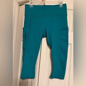 Athleta Teal Capri Leggings with Side Pockets